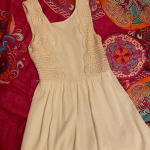 Off White dress with lining and crocheted design